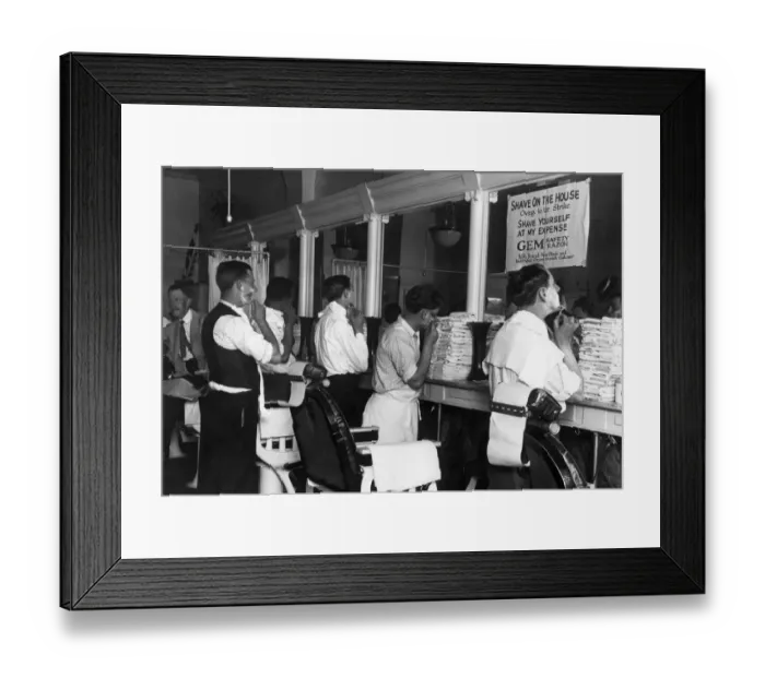 Framed Print : A Free Shave Framed Print : A Free Shave