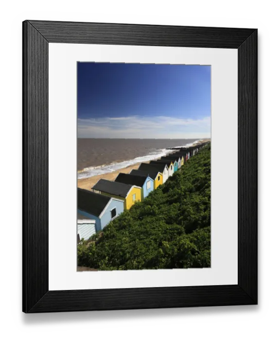Framed Print : wooden Beach huts on the promenade, Southwold town Framed Print : wooden Beach huts on the promenade, Southwold town