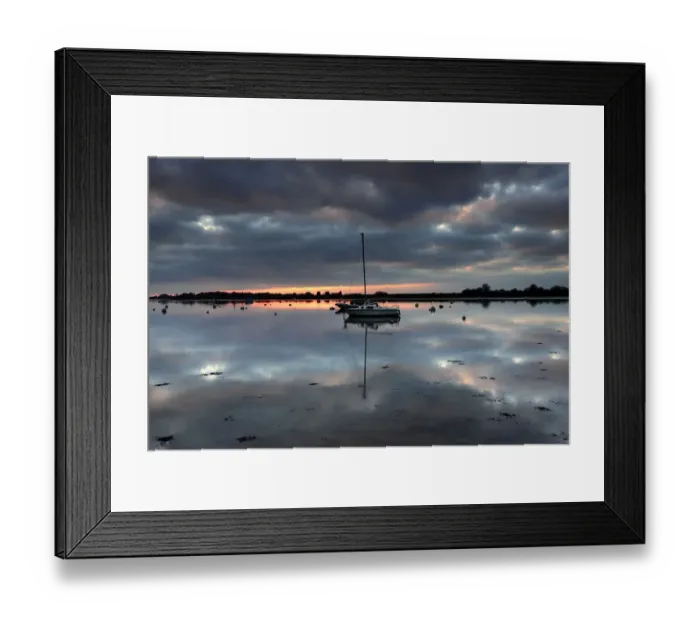 Framed Print : Dusk colours over Bosham boating Channel Sussex Framed Print : Dusk colours over Bosham boating Channel Sussex