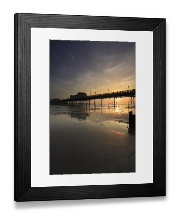 Framed Print : Sunset over the Victorian Pier, Worthing town Framed Print : Sunset over the Victorian Pier, Worthing town