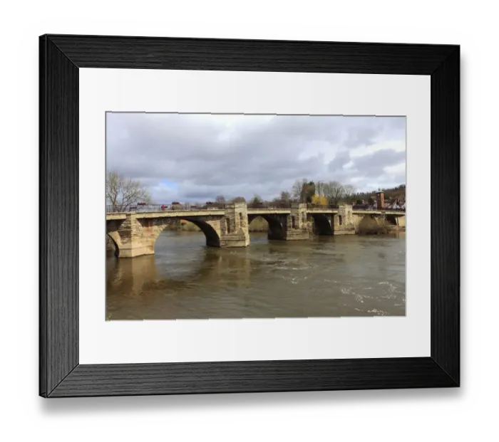 Framed Print : River Severn and the stone built road bridge Framed Print : River Severn and the stone built road bridge