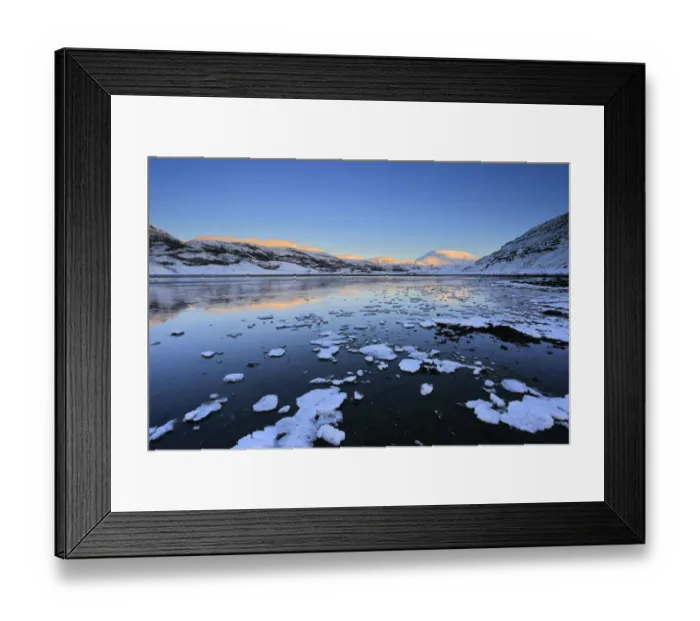 Framed Print : Sunset over the frozen BorgarfjAordur