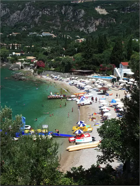 Summer view over Paleokastritsa resort, Corfu