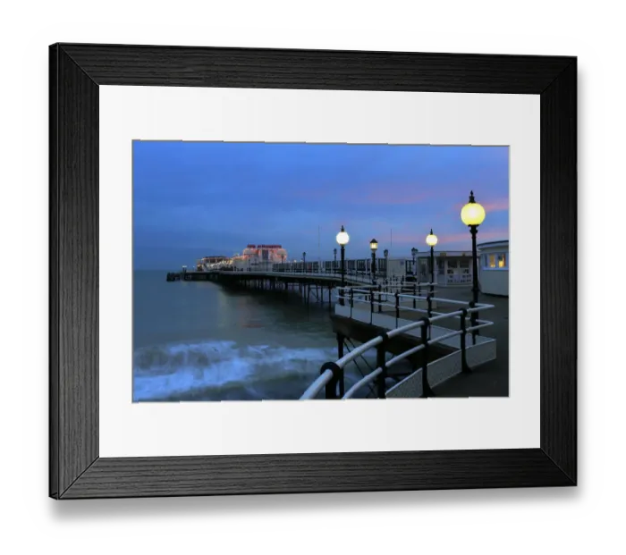 Framed Print : Dusk colours over Worthing towns Victorian Pier