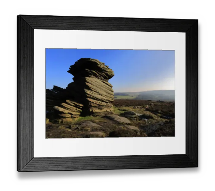 Framed Print : Mother Cap Gritstone rock formation Millstone Edge