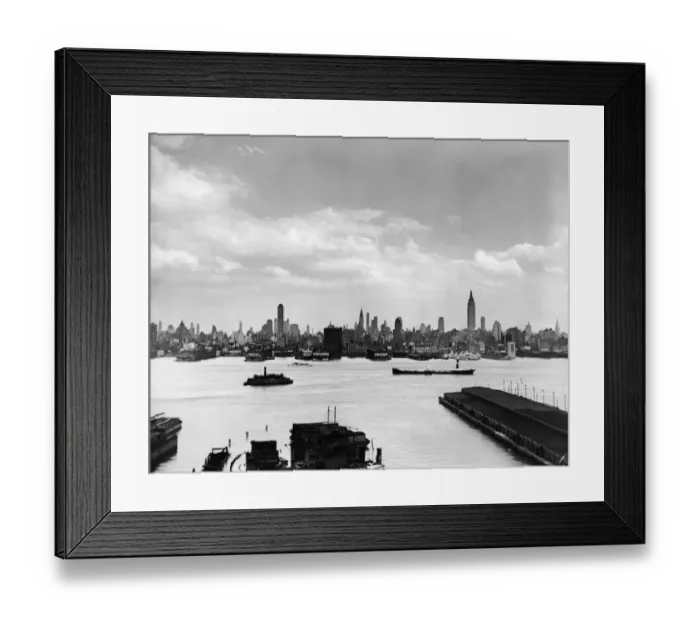 Framed Print : New York City Skyline from the Hudson River 1940s Framed Print : New York City Skyline from the Hudson River 1940s