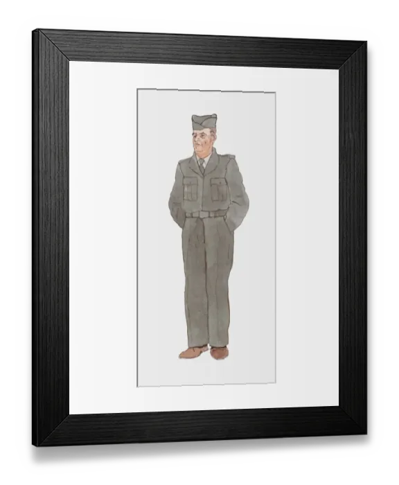 Framed Print : Illustration of United States Army Soldier wearing 1940s style uniform