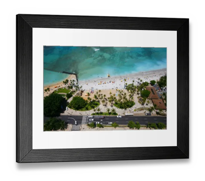 Framed Print : Aerial view of Waikiki beach, Hawaii, United States