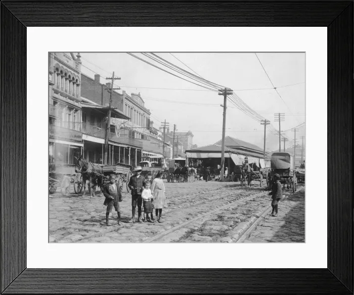 Framed Print : New Orleans children along a carriage track, circa 1895 Framed Print : New Orleans children along a carriage track, circa 1895