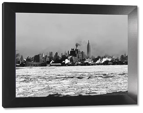 1930s New York City Skyline Winter View