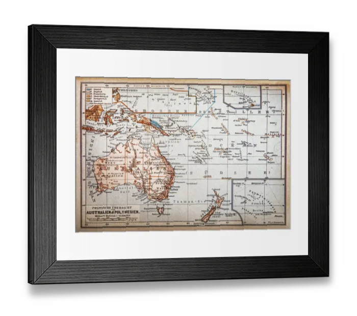 Framed Print : Political map of Australia and Polynesia Framed Print : Political map of Australia and Polynesia