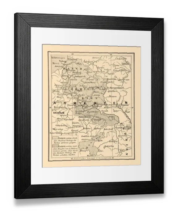 Framed Print : The borders of Asian Turkey after the Berlin Treaty Framed Print : The borders of Asian Turkey after the Berlin Treaty