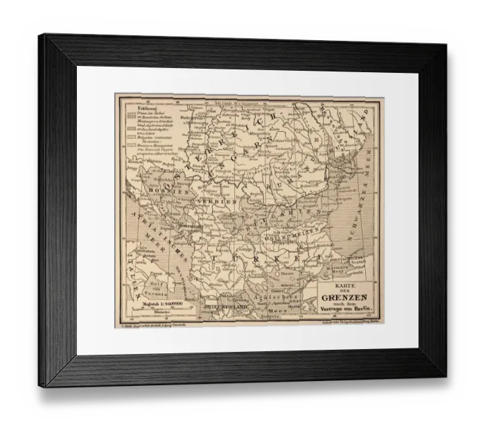 Framed Print : The borders of Europe after the Treaty of Berlin Framed Print : The borders of Europe after the Treaty of Berlin