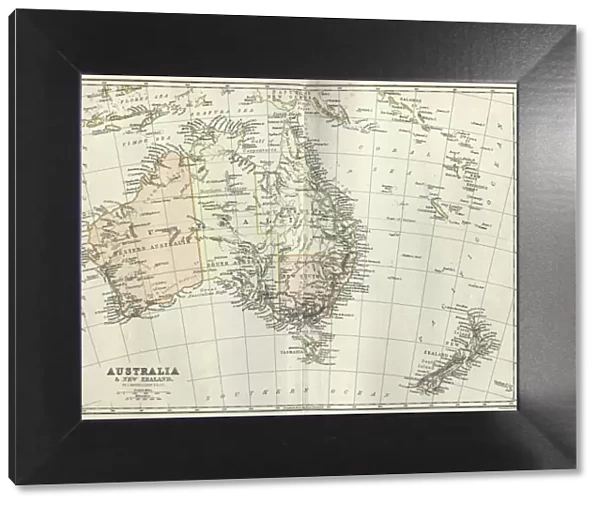 Antique map of Australia and New Zealand, 1884, 19th Century