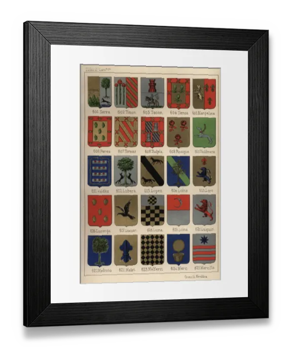 Framed Print : Heraldry, Coats of Arms of Spain Framed Print : Heraldry, Coats of Arms of Spain