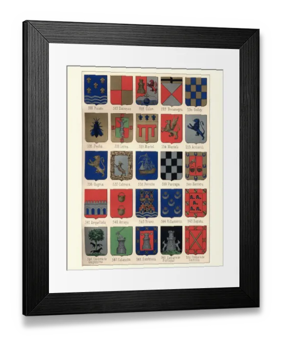 Framed Print : Heraldry, Coats of Arms of Spain Framed Print : Heraldry, Coats of Arms of Spain