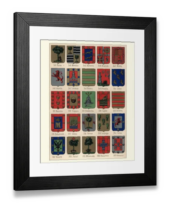 Framed Print : Heraldry, Coats of Arms of Spain Framed Print : Heraldry, Coats of Arms of Spain