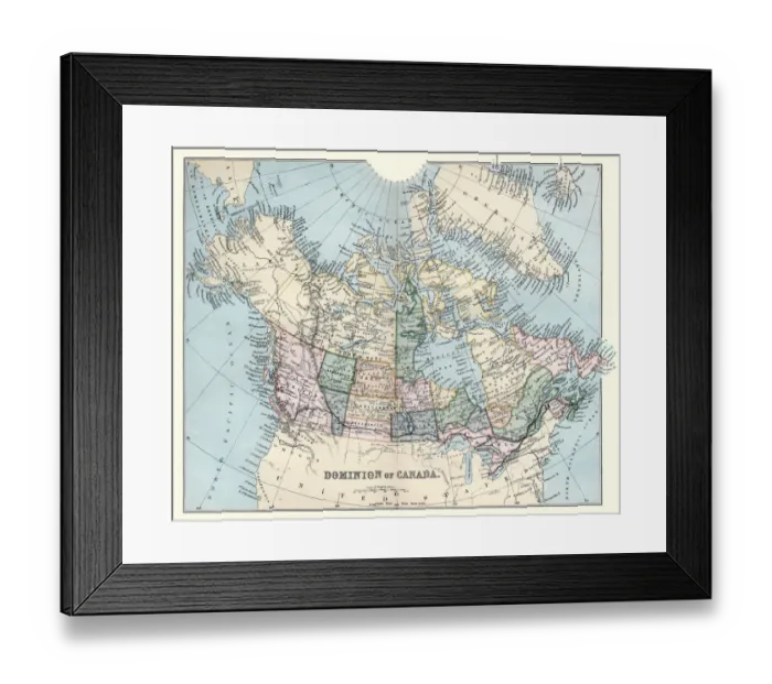 Framed Print : Antique map of Dominion of Canada, 1880s, 19th Century Framed Print : Antique map of Dominion of Canada, 1880s, 19th Century