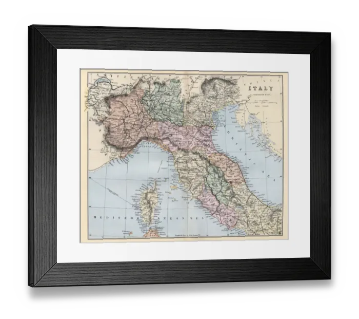 Framed Print : Antique map of Northern and central Italy, Corsica, 19th Century Framed Print : Antique map of Northern and central Italy, Corsica, 19th Century