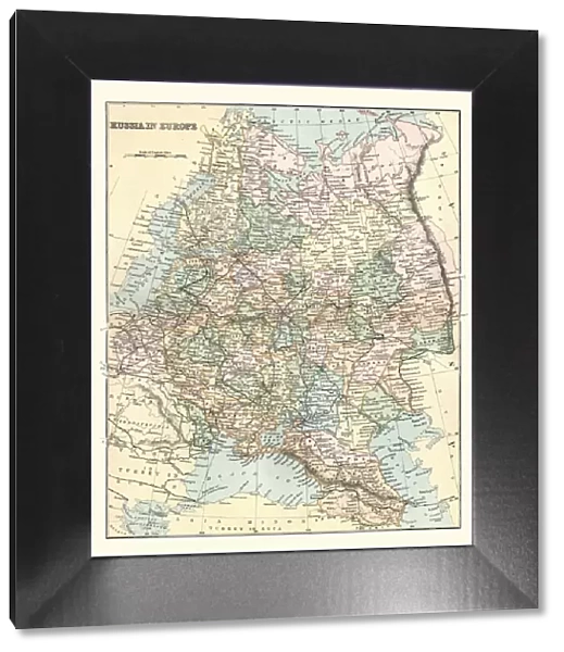 Antique Map of Russia in Europe, 19th Century