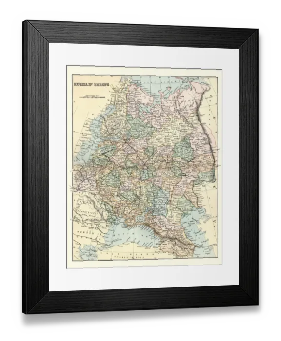 Framed Print : Antique Map of Russia in Europe, 19th Century Framed Print : Antique Map of Russia in Europe, 19th Century