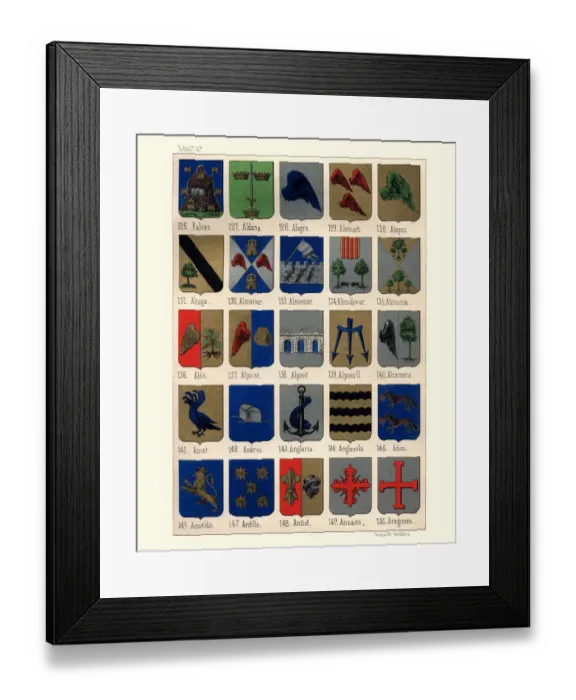 Framed Print : Heraldry, Coats of Arms of Spain Framed Print : Heraldry, Coats of Arms of Spain