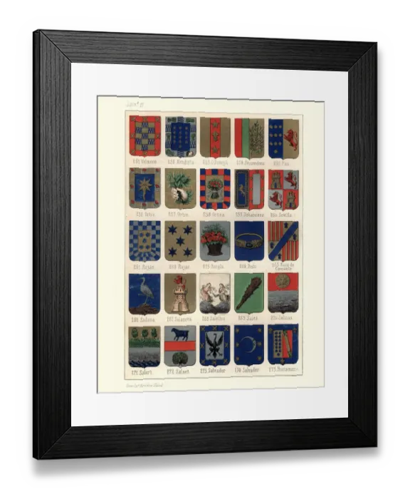Framed Print : Heraldry, Coats of Arms of Spain Framed Print : Heraldry, Coats of Arms of Spain