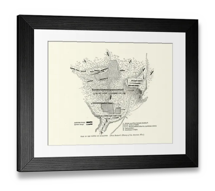 Framed Print : Plan of Battle of Guilford Court House, American Revolutionary War