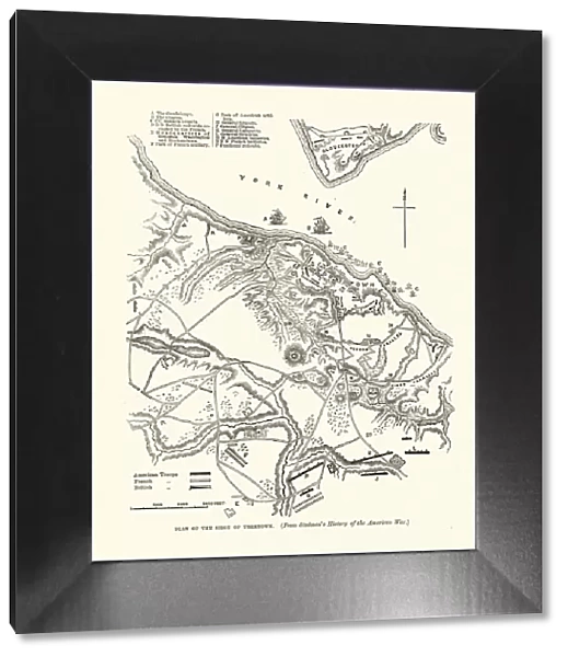Plan of Siege of Yorktown, Virginia, American Revolutionary War