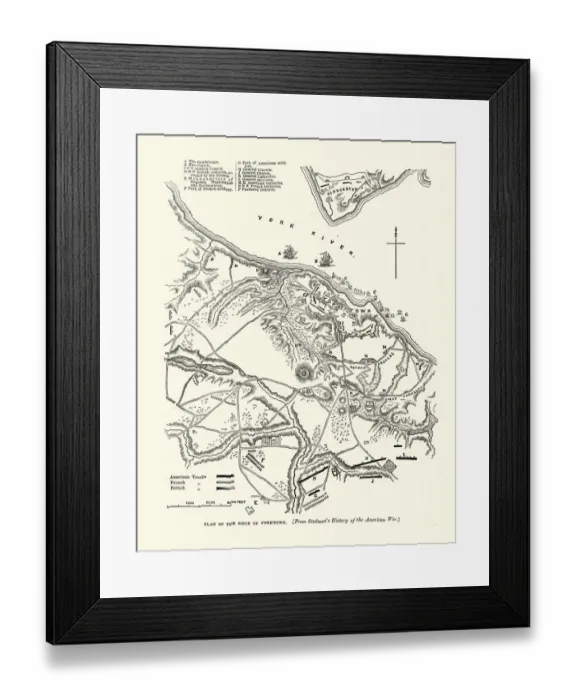 Framed Print : Plan of Siege of Yorktown, Virginia, American Revolutionary War Framed Print : Plan of Siege of Yorktown, Virginia, American Revolutionary War