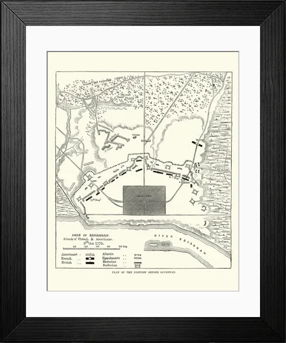 Framed Print : Plan of the Siege of Savannah, 1779, American Revolutionary War Framed Print : Plan of the Siege of Savannah, 1779, American Revolutionary War