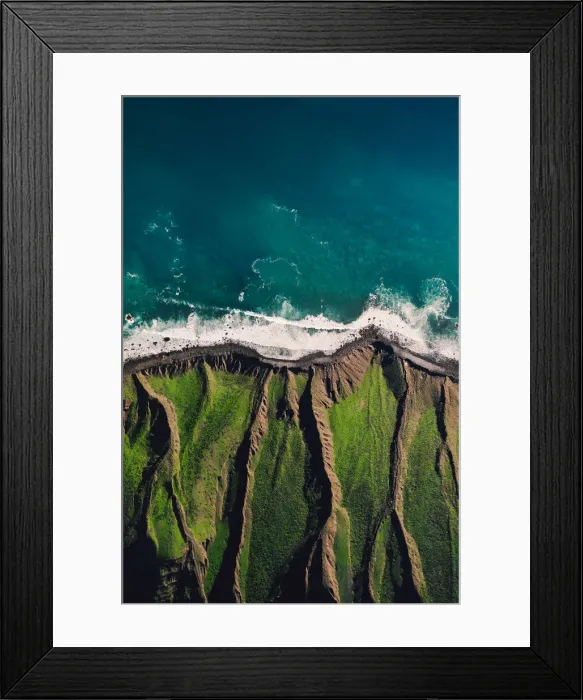 Framed Print : Cliff edge and the Atlantic ocean taken by drone, Lanzarote Framed Print : Cliff edge and the Atlantic ocean taken by drone, Lanzarote