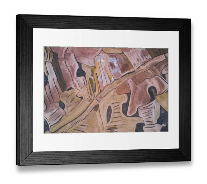 Framed Print : Abstract perspective of field patterns as seen from above, Aragon, Spain