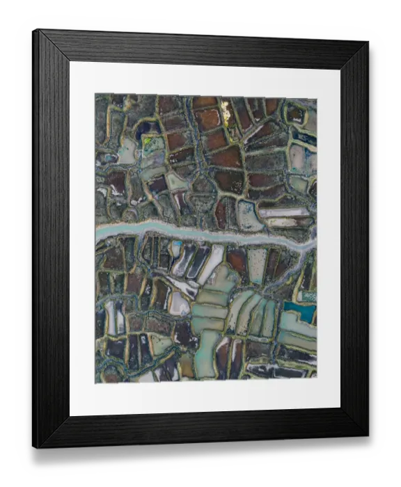 Framed Print : Aerial shot above oyster farms, La Tremblade, France Framed Print : Aerial shot above oyster farms, La Tremblade, France