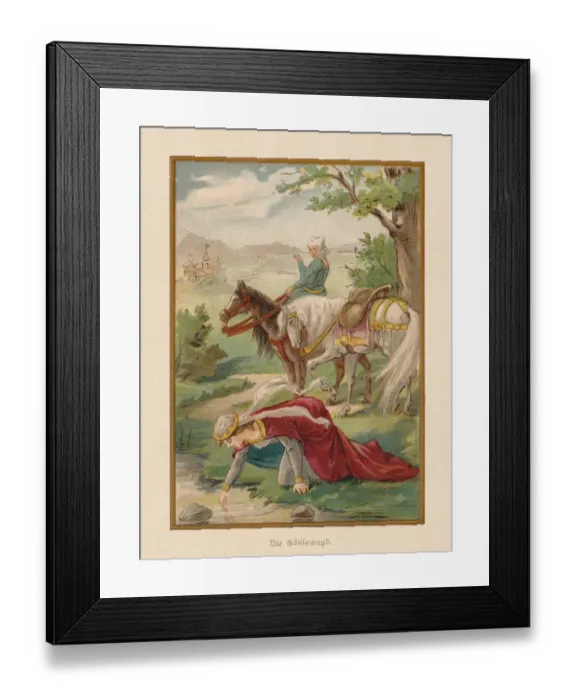 Framed Print : The Goose Girl (Die GAÔé¼nsemagd), by Brothers Grimm, chromolithograph, 1898