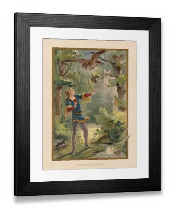 Framed Print : Jorinde and Joringel, by the Brothers Grimm, chromolithograph, published 1898 Framed Print : Jorinde and Joringel, by the Brothers Grimm, chromolithograph, published 1898
