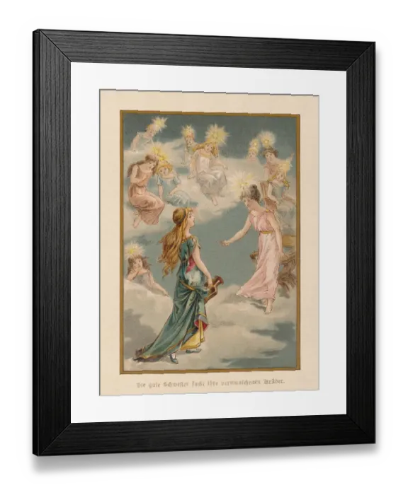 Framed Print : The seven Ravens (Die sieben Raben), Brothers Grimm, chromolithograph, 1898