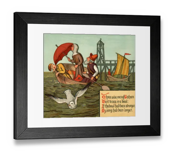 Framed Print : Three Wise Men of Gotham - Victorian nursery rhyme illustration