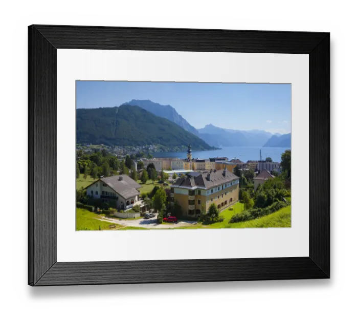 Framed Print : Elevated view over idyllic Gmunden, Austria Framed Print : Elevated view over idyllic Gmunden, Austria