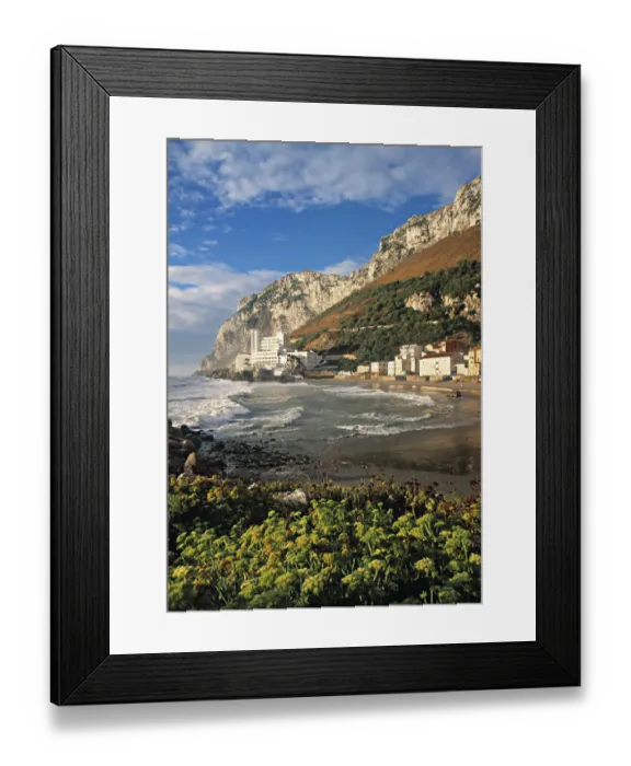 Framed Print : Town on mountain by sea, Catalan Bay, Gibraltar Framed Print : Town on mountain by sea, Catalan Bay, Gibraltar