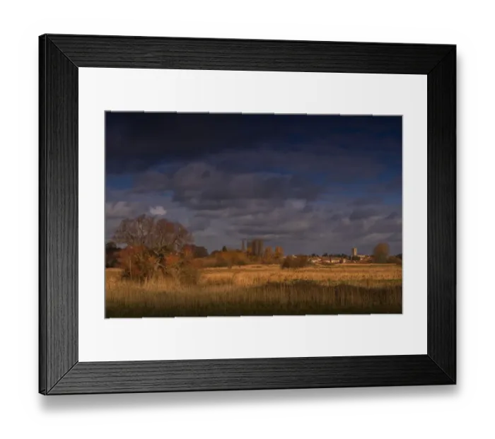 Framed Print : Winter light across the common and the Frome river, Wareham, Jurassic coastline of Dorset