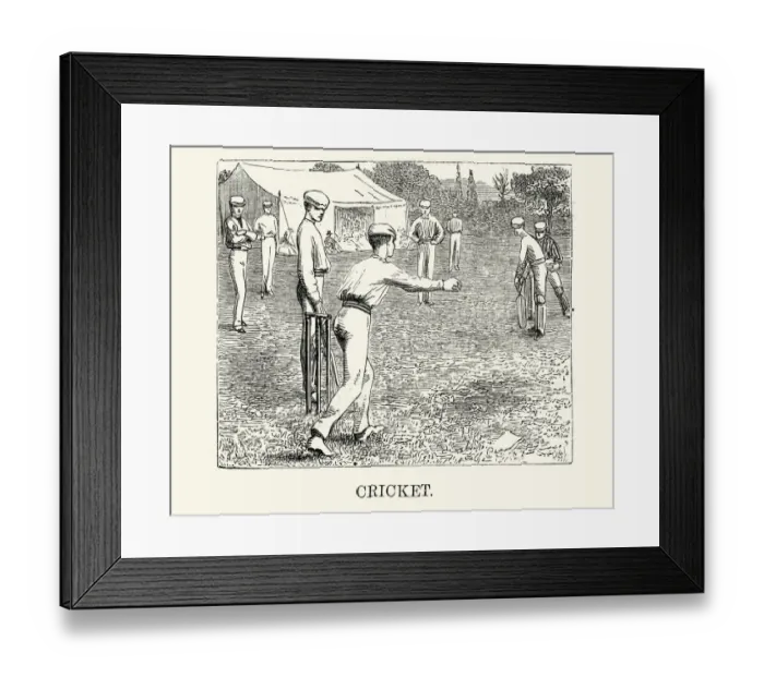 Framed Print : Victorian cricket match illustration, 19th Century Framed Print : Victorian cricket match illustration, 19th Century