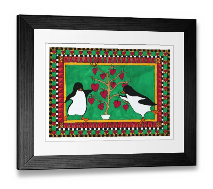 Framed Print : Penguins Hanging Ornaments Framed Print : Penguins Hanging Ornaments