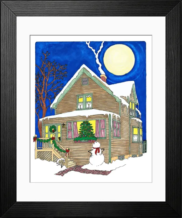 Framed Print : Snowman Admiring Christmas Tree Framed Print : Snowman Admiring Christmas Tree