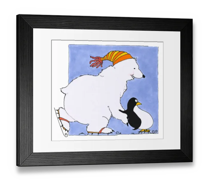 Framed Print : Penguins Skating Lesson