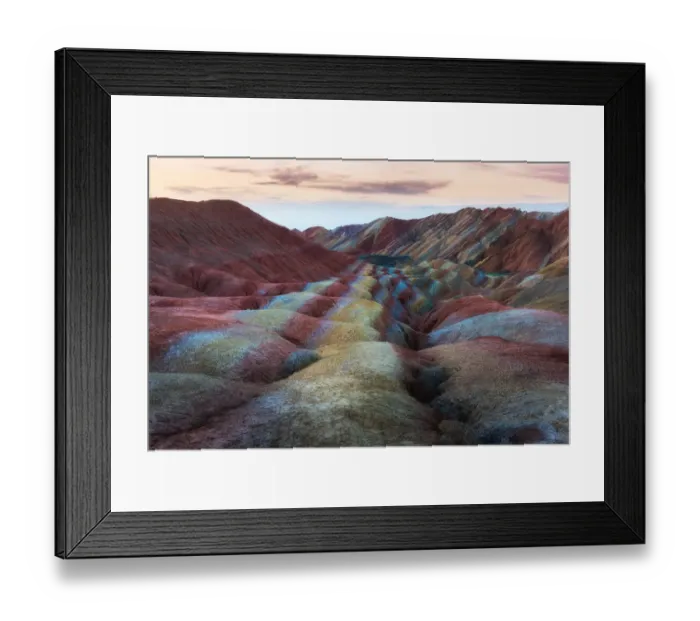Framed Print : Zhangye Danxia National Geopark, Gansu, China. Colorful landscape of rainbow mountains
