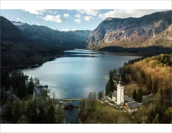 Aerial view of Lake Bohinj, Slovenia