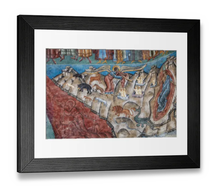 Framed Print : Voronet monastery fresco detail, Bukovina region, Moldavia, Romania