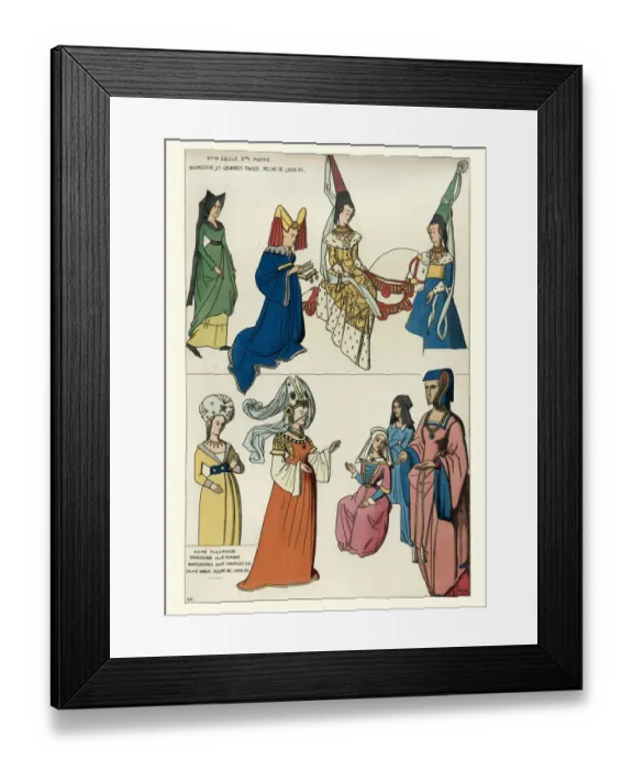 Framed Print : Medieval women fashion, German Princess french ladies, 15th Century