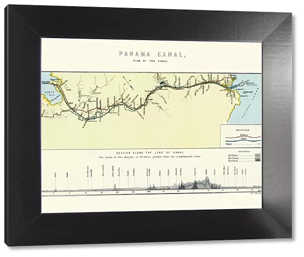 Map, Plan of the Panama Canal, 19th Century